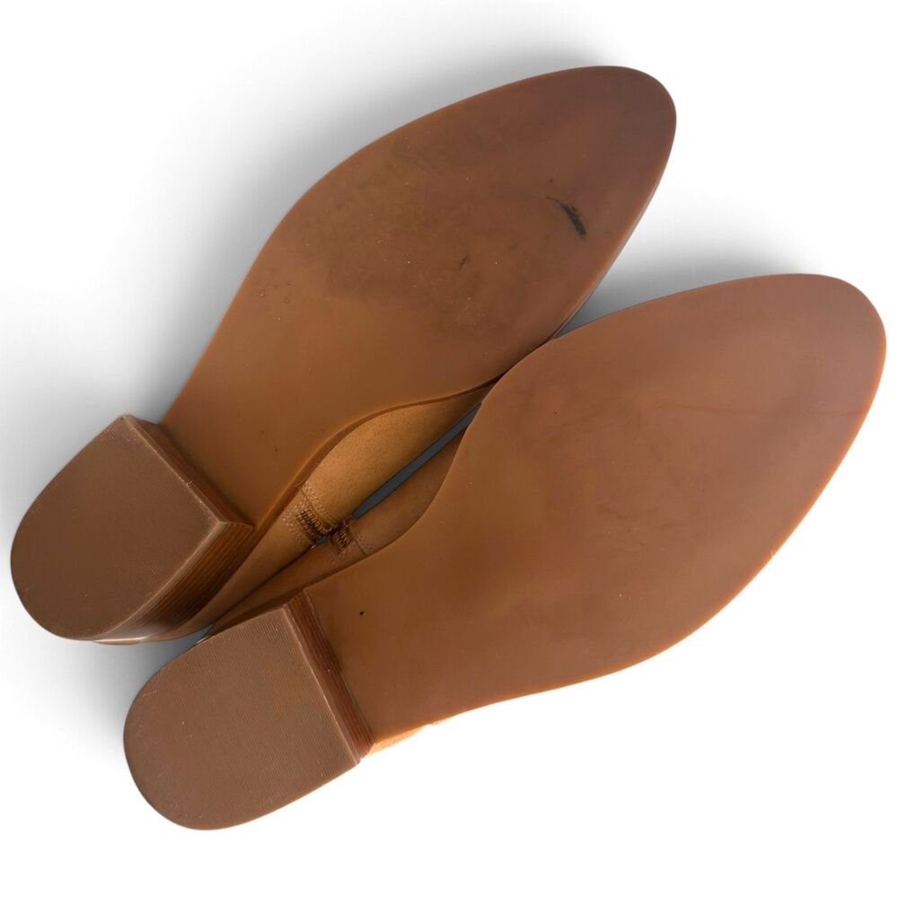 talbots via tassel tie suede ankle boots 9.5m tan almond toe block heel booties - Picture 7 of 12